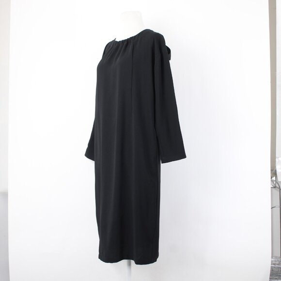 Chicos Dress Sz 0 Black Crepe Pockets Polyester Midi Dress - Picture 2 of 13